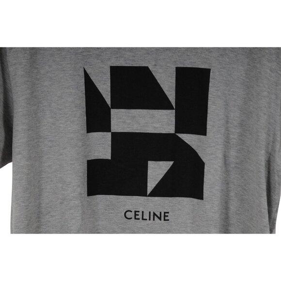 Celine Mens Tangram Logo T Shirt Size Large Gray Black Cotton Short Sleeve - Picture 3 of 6